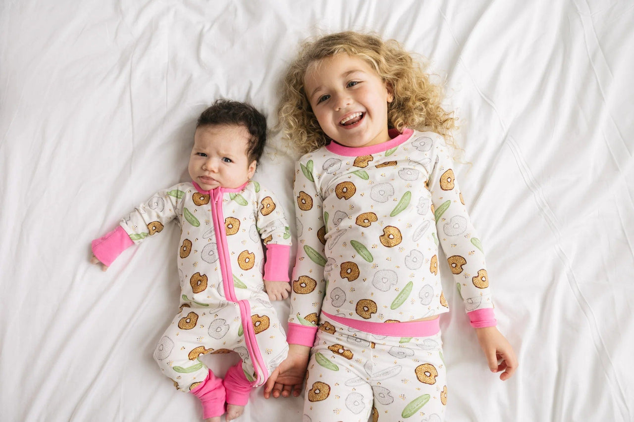 Piccoliny - Pickle Bagel Pink Zip Up Pajamas - (Kids Unisex Sizes 3M - 24M) - ModernTribe