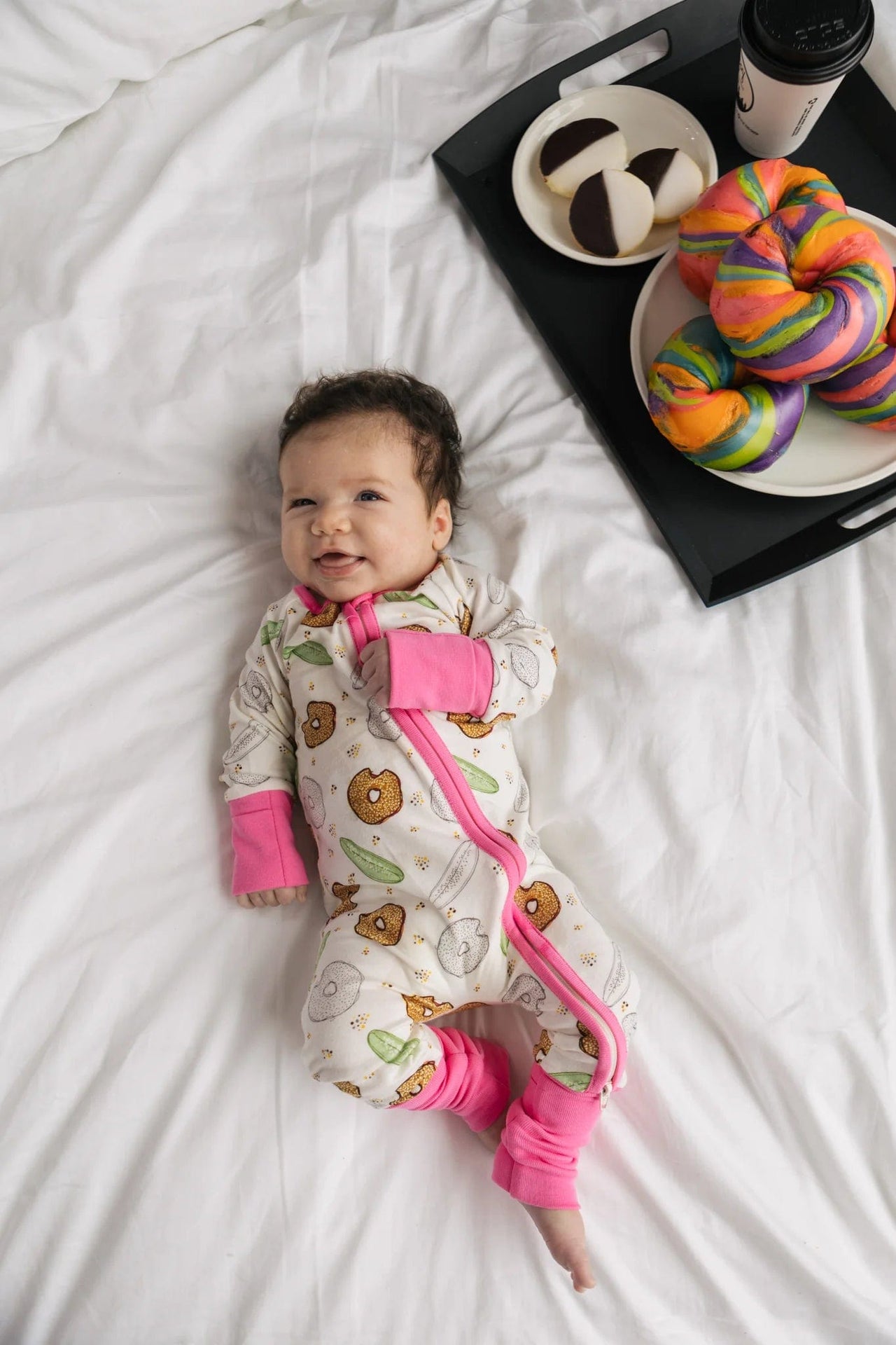 Piccoliny - Pickle Bagel Pink Zip Up Pajamas - (Kids Unisex Sizes 3M - 24M) - ModernTribe