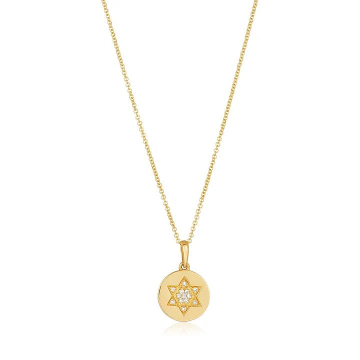 Alef Bet - Round Star of David with Diamonds Necklace - 14k Gold - ModernTribe