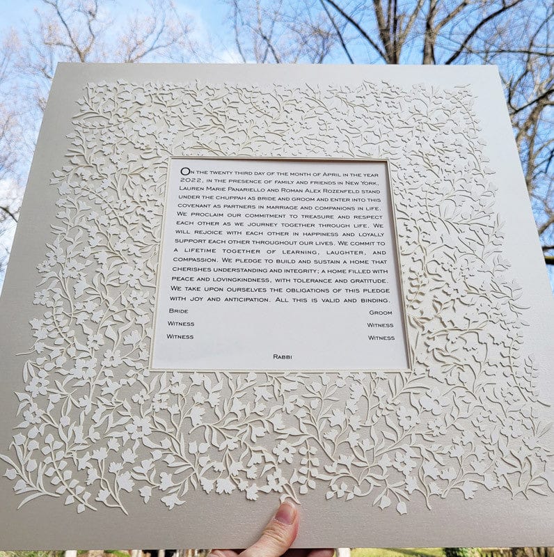 Melanie Dankowicz - Flowery Lace Square Ketubah - (Choice of Colors) - ModernTribe