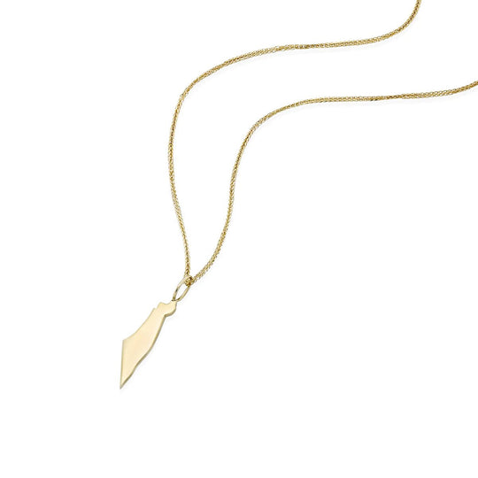 Israel Map Solid Necklace - 14k Yellow, Rose or White Gold