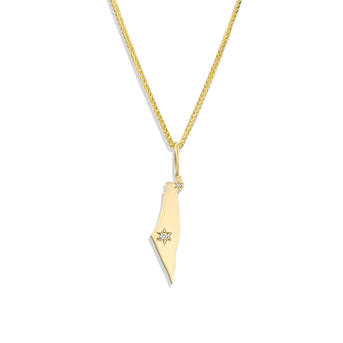 HOTCROWN - Israel Necklace with Star of David Diamonds - 14k Yellow, Rose or White Gold - ModernTribe
