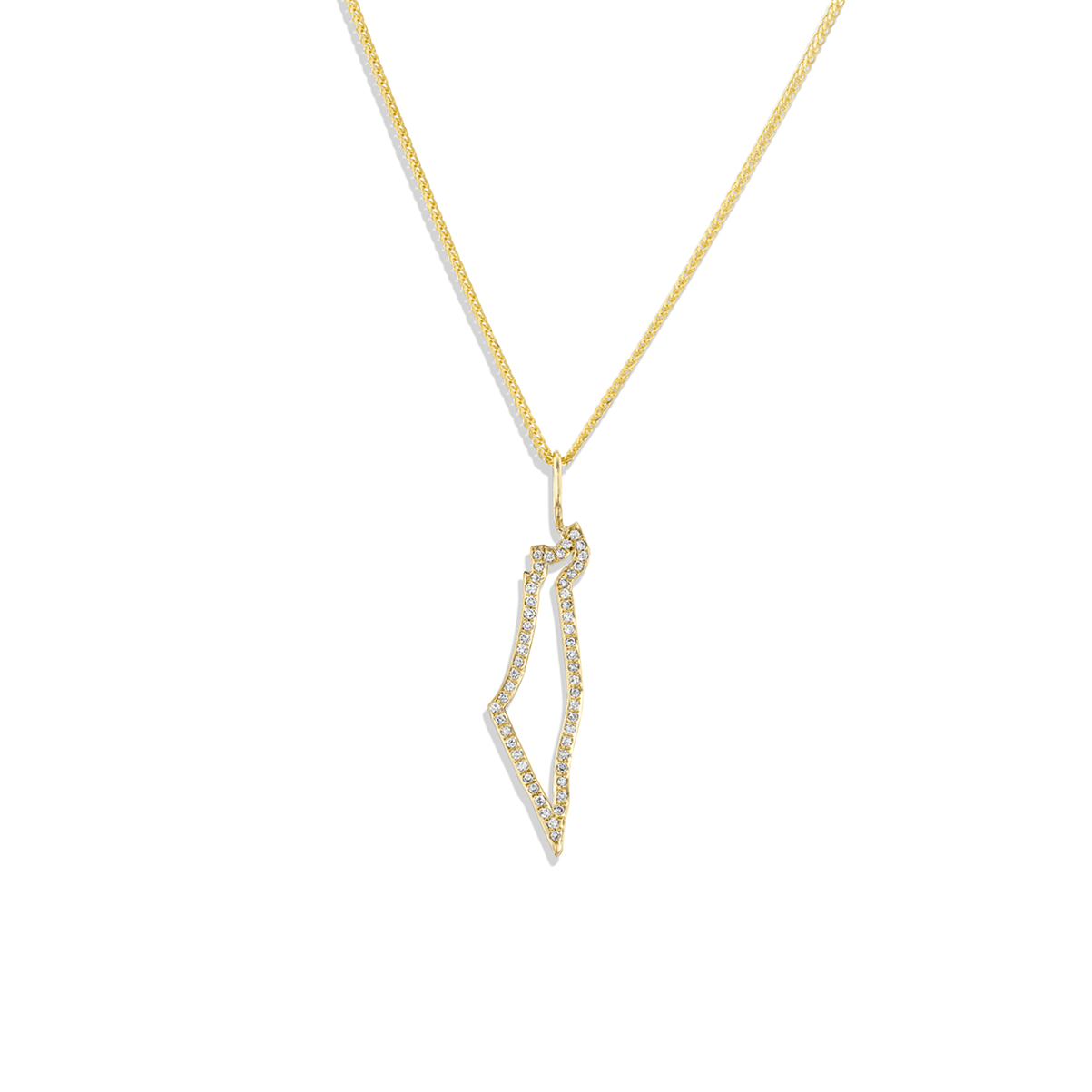 HOTCROWN - Israel Frame Necklace with Diamonds - 14k Yellow, Rose or White Gold - ModernTribe
