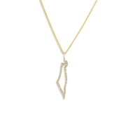 HOTCROWN - Israel Frame Necklace with Diamonds - 14k Yellow, Rose or White Gold - ModernTribe