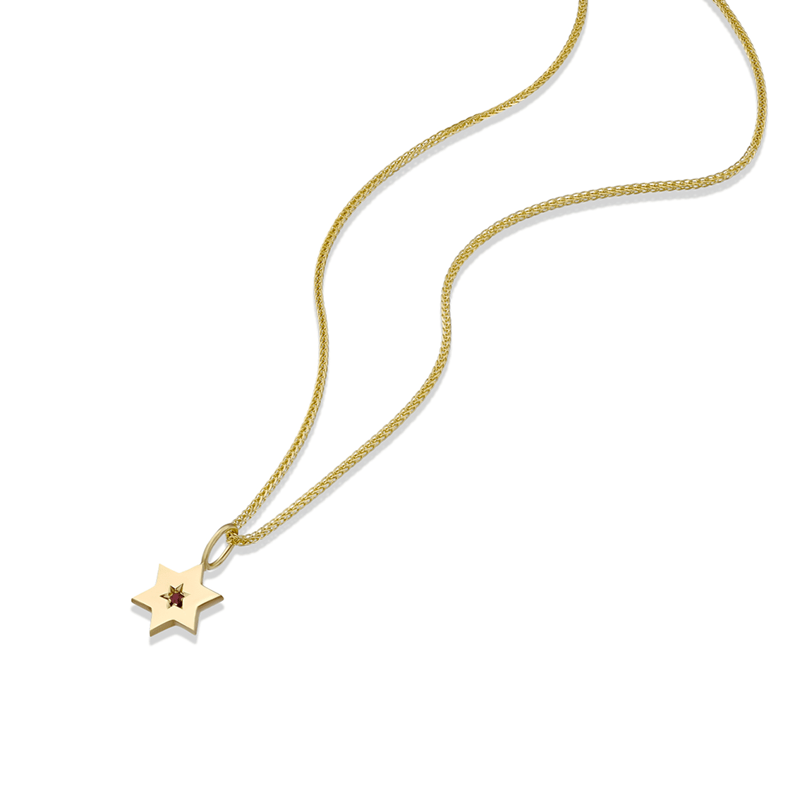 HOTCROWN - Gaza Envelope Shield Star of David Necklace with Ruby - 14k Yellow, Rose or White Gold - ModernTribe