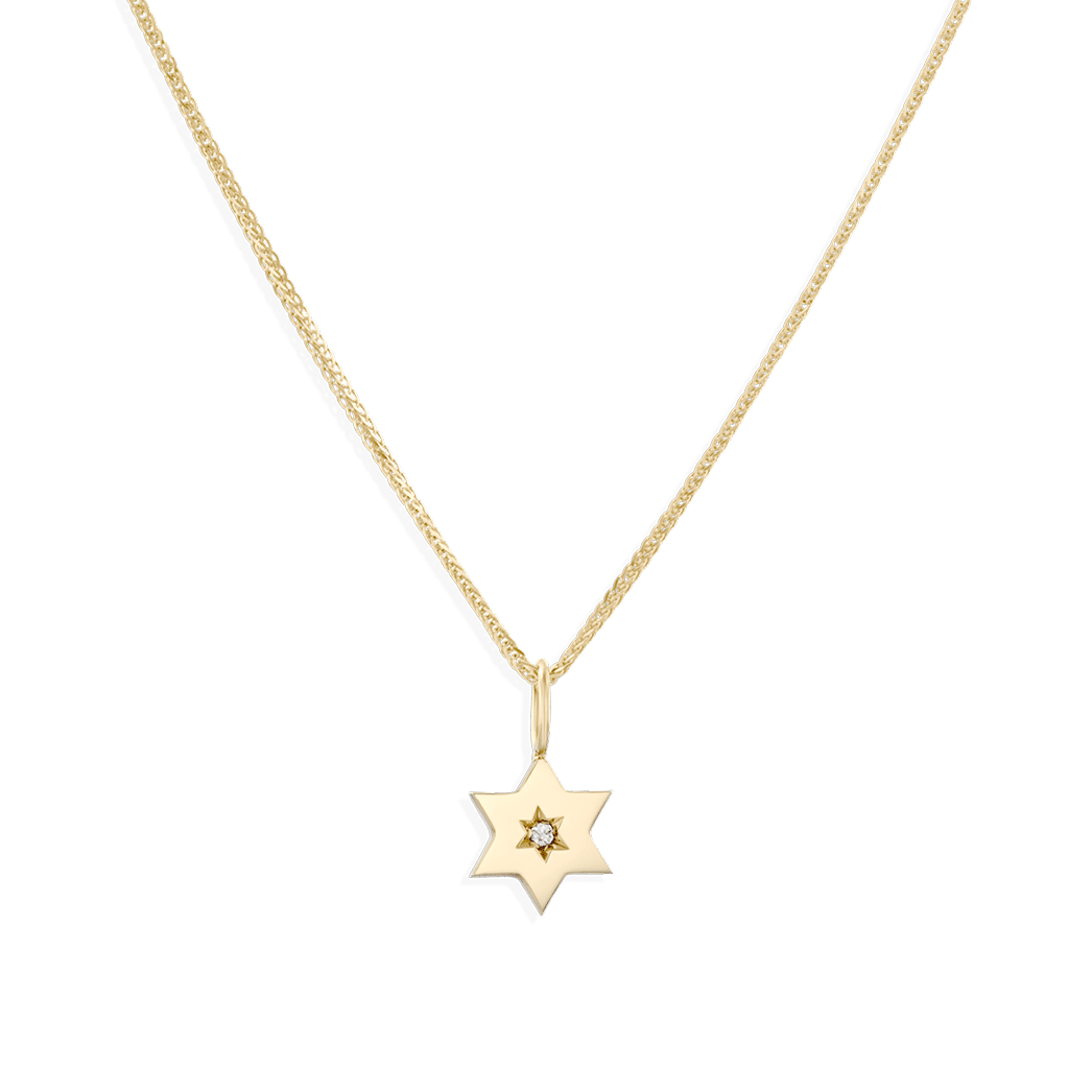 HOTCROWN - Gaza Envelope Shield Star of David Necklace with a Diamond - 14k Yellow, Rose or White Gold - ModernTribe
