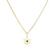 HOTCROWN - Gaza Envelope Shield Star of David Necklace with a Blue Sapphire - 14k Yellow, Rose or White Gold - ModernTribe
