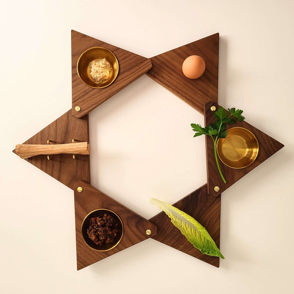 Interplay Designs - Freestyle Walnut and Brass Seder Plate - ModernTribe