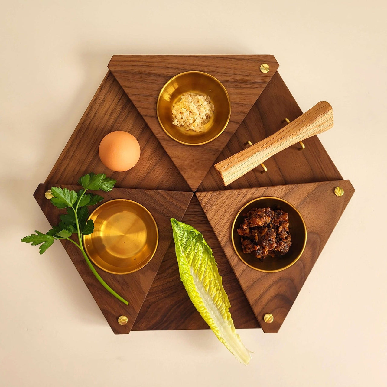 Interplay Designs - Freestyle Walnut and Brass Seder Plate - ModernTribe