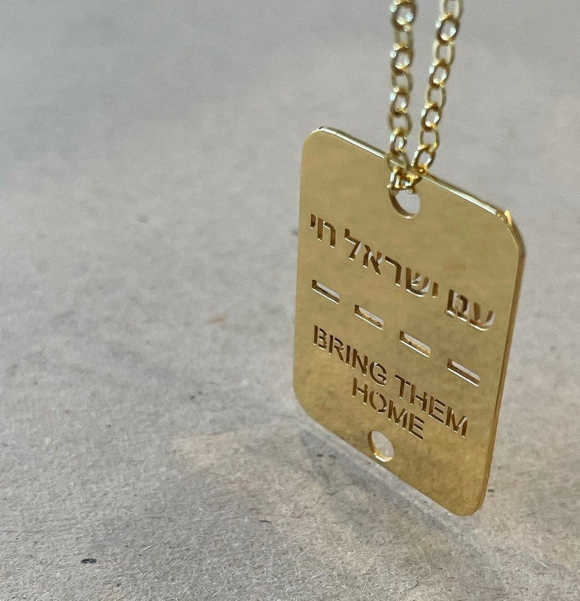 Miriam Merenfeld Jewelry - Bring Them Home Tag Necklace - Gold - Plated - 24" Chain - 100% of Profits Donated - ModernTribe