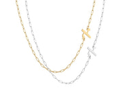 Miriam Merenfeld Jewelry Necklaces Hebrew Small Initial Link Necklace - (Sterling Silver, Gold-Plated or Two-Tone)