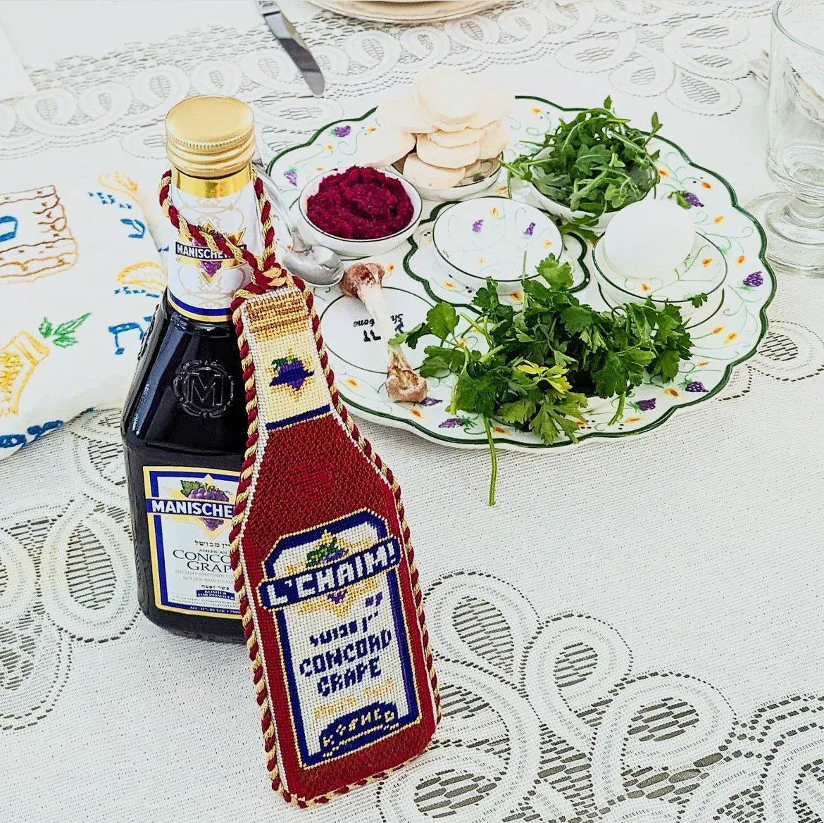 Allison Ivy - Kosher Wine Hand - Painted Needlepoint Kit - ModernTribe