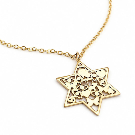 Mia Good Luck Star of David Necklace - (Gold-Plated or Sterling Silver)