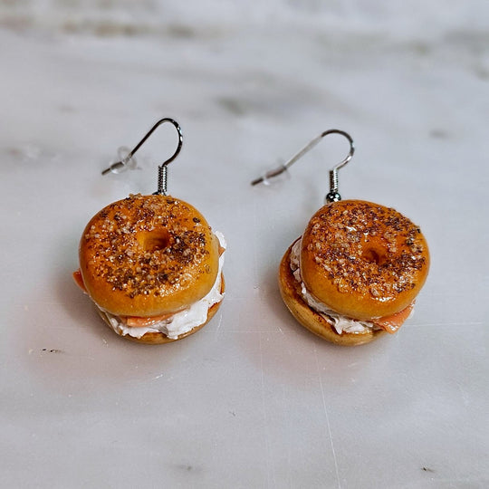 Bagel with Lox and Cream Cheese Earrings