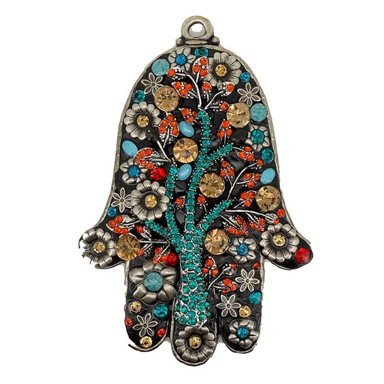 Turquoise Tree of Life Gems Wall Hamsa by Michal Golan