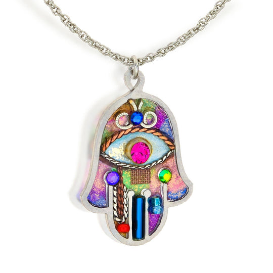 Seeka Pink Hamsa Necklace