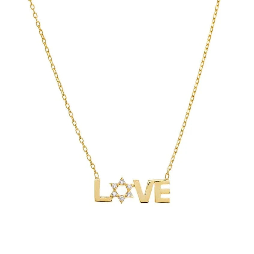 By Adina Eden Necklaces Star of David Love Necklace - Gold