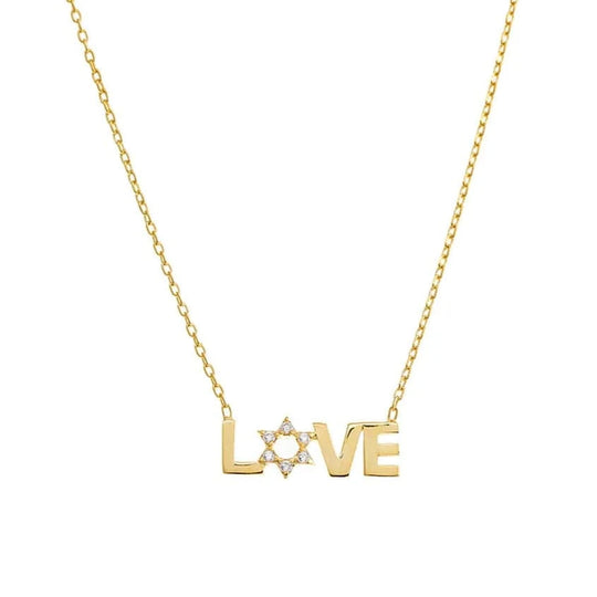 Star of David Love Necklace - Gold
