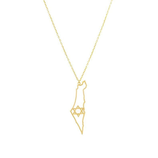 Gold-Plated Cutout Star of David Israel Necklace