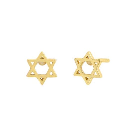 Simple Star of David Stud Earrings - 14k Gold-Plated