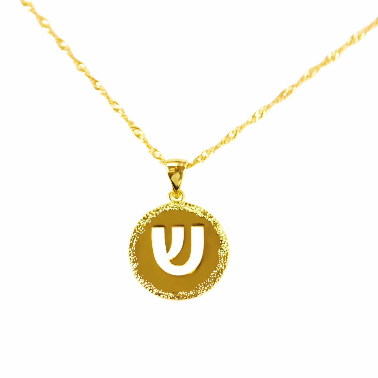 Ishees Jewelry - Gold - Plated Round Hebrew Initial Necklace - ModernTribe