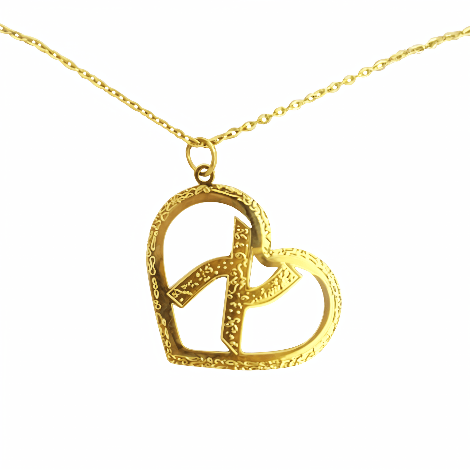 Ishees Jewelry Necklaces Golden Heart Initial Necklace