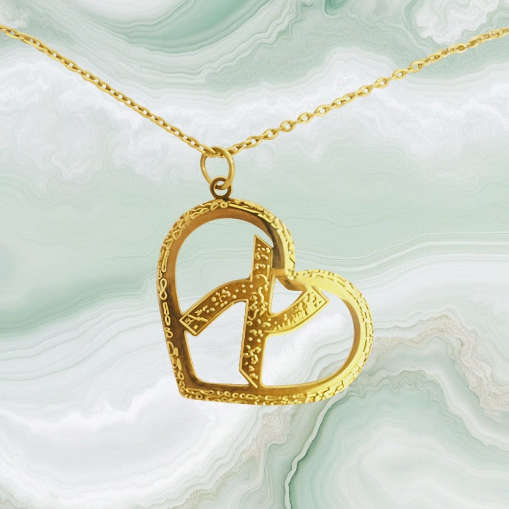 Ishees Jewelry Necklaces Golden Heart Initial Necklace