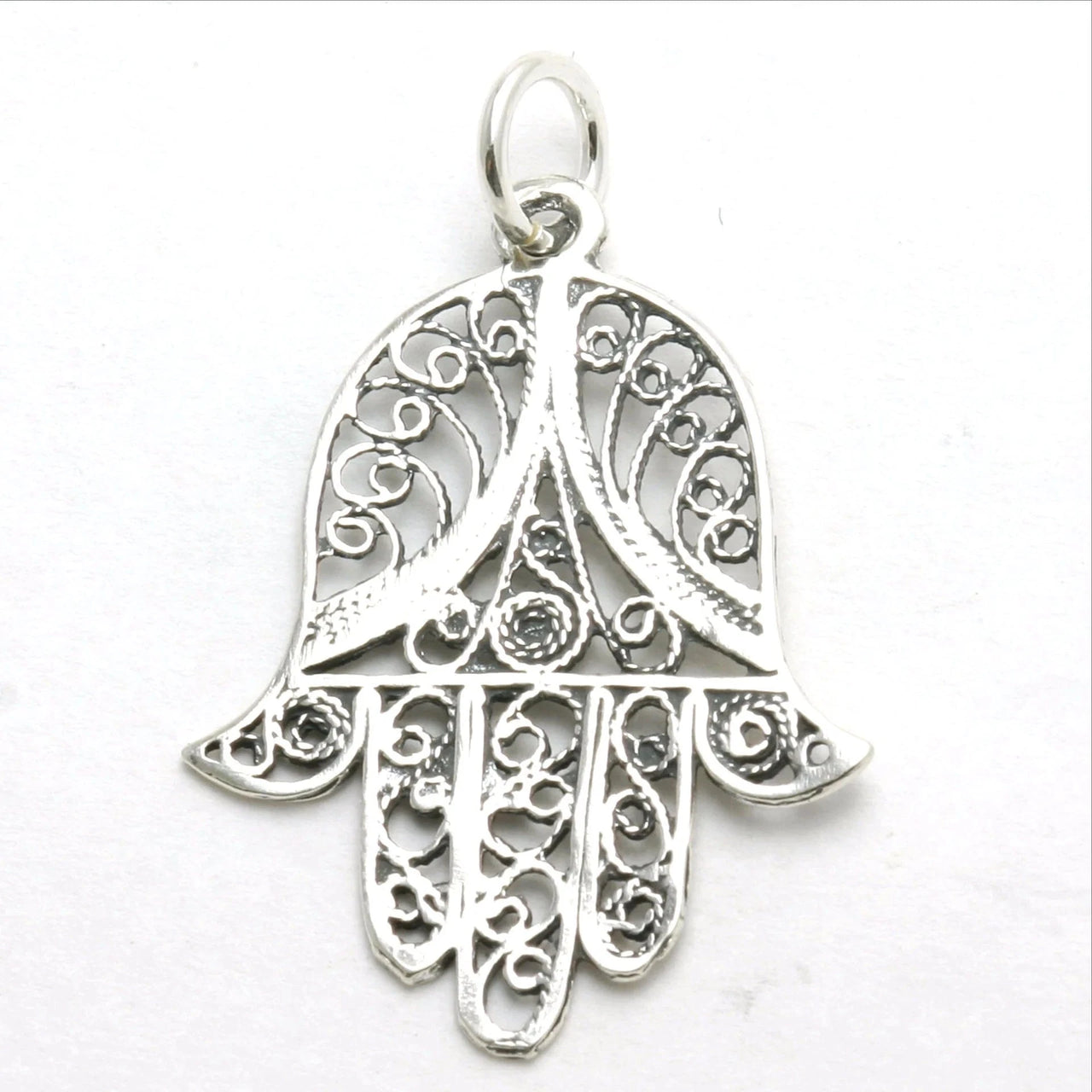 Bareket Jewelry - Filigree Hamsa Oxidized Necklace - Sterling Silver - ModernTribe
