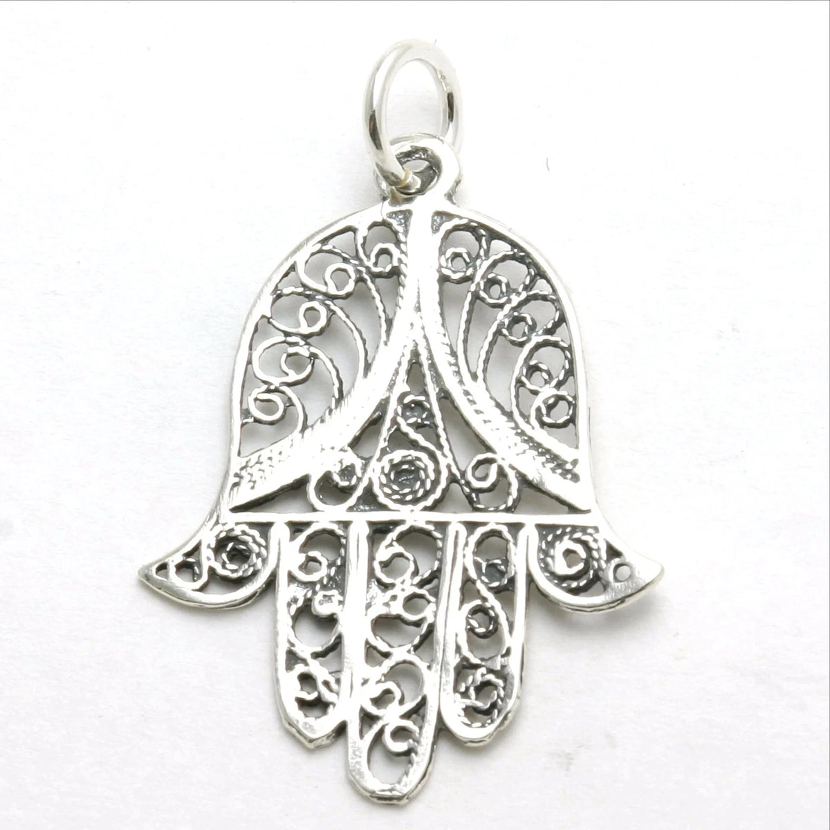 Bareket Jewelry - Filigree Hamsa Oxidized Necklace - Sterling Silver - ModernTribe