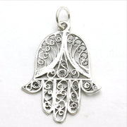 Bareket Jewelry Necklaces Filigree Hamsa Oxidized Pendant - Sterling Silver