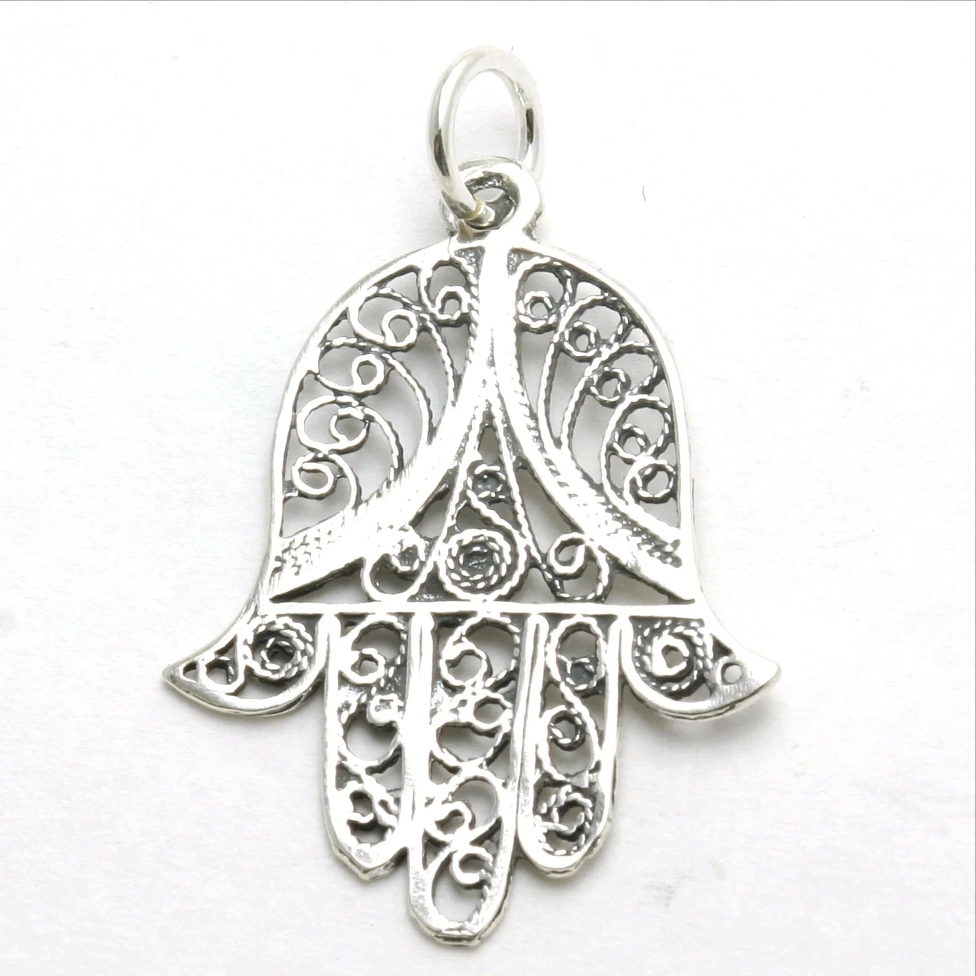Bareket Jewelry Necklaces Filigree Hamsa Oxidized Pendant - Sterling Silver