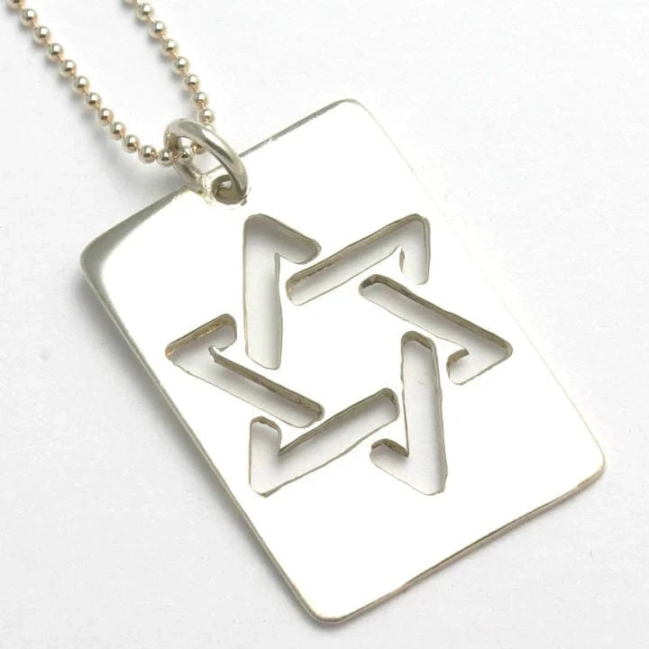 Bareket Jewelry Necklaces Star of David Dog Tag Necklace - Sterling Silver