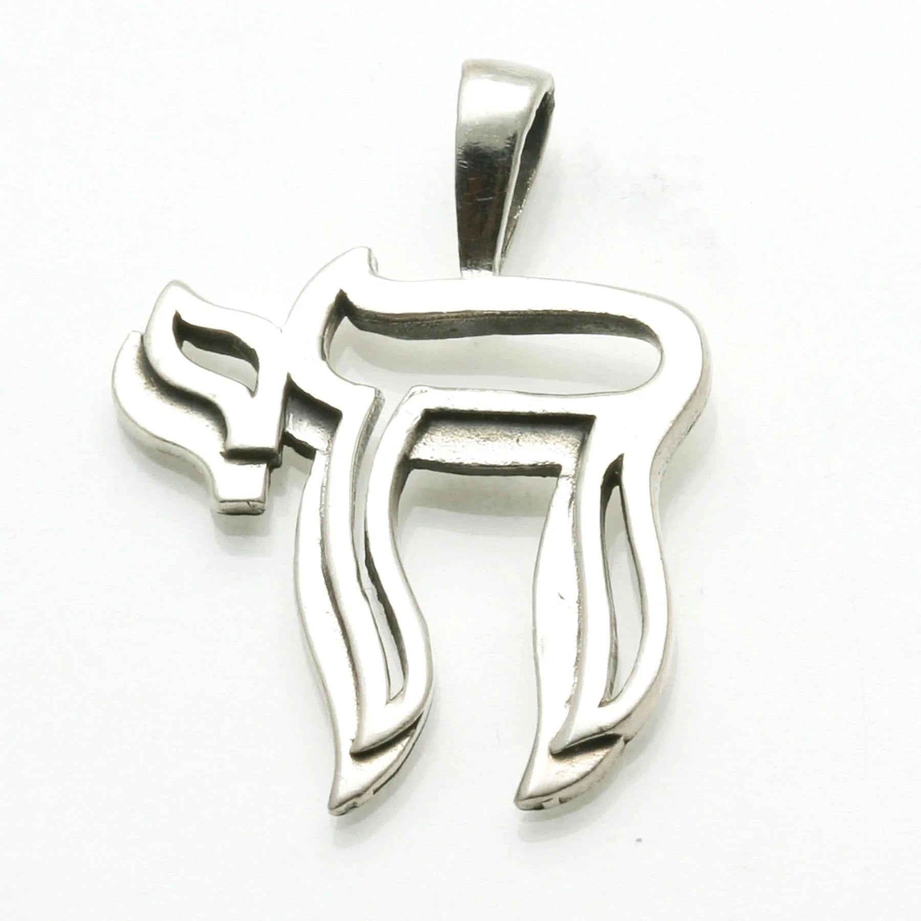 Bareket Jewelry Necklaces Double Chai Large Pendant Oxidized - Sterling Silver