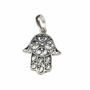 Bareket Jewelry Necklaces No Chain Large Filigree Hamsa Oxidized Necklace - Sterling Silver