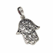 Bareket Jewelry Necklaces Large Filigree Hamsa Oxidized Necklace - Sterling Silver