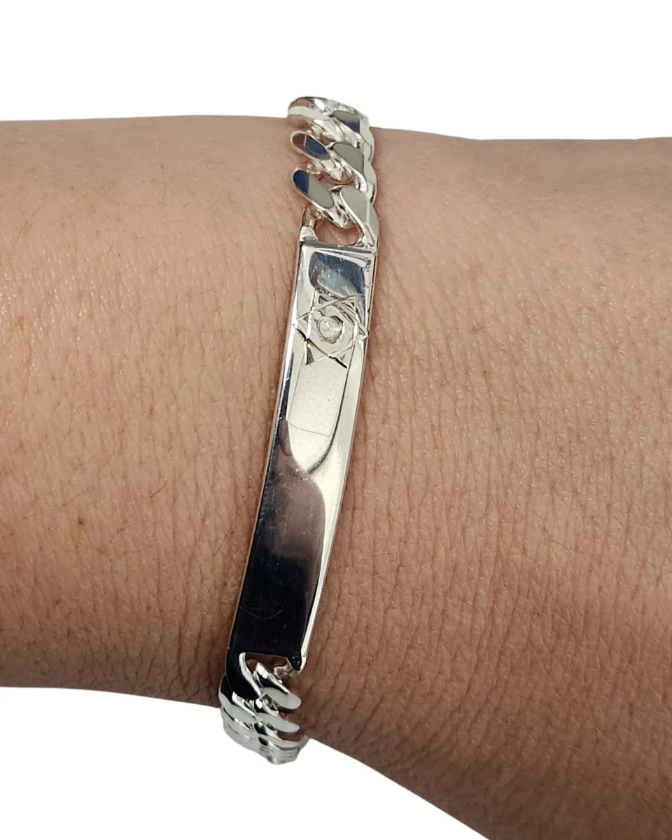 Bareket Jewelry - Personalized Men's Star of David ID Bracelet - Sterling Silver - ModernTribe
