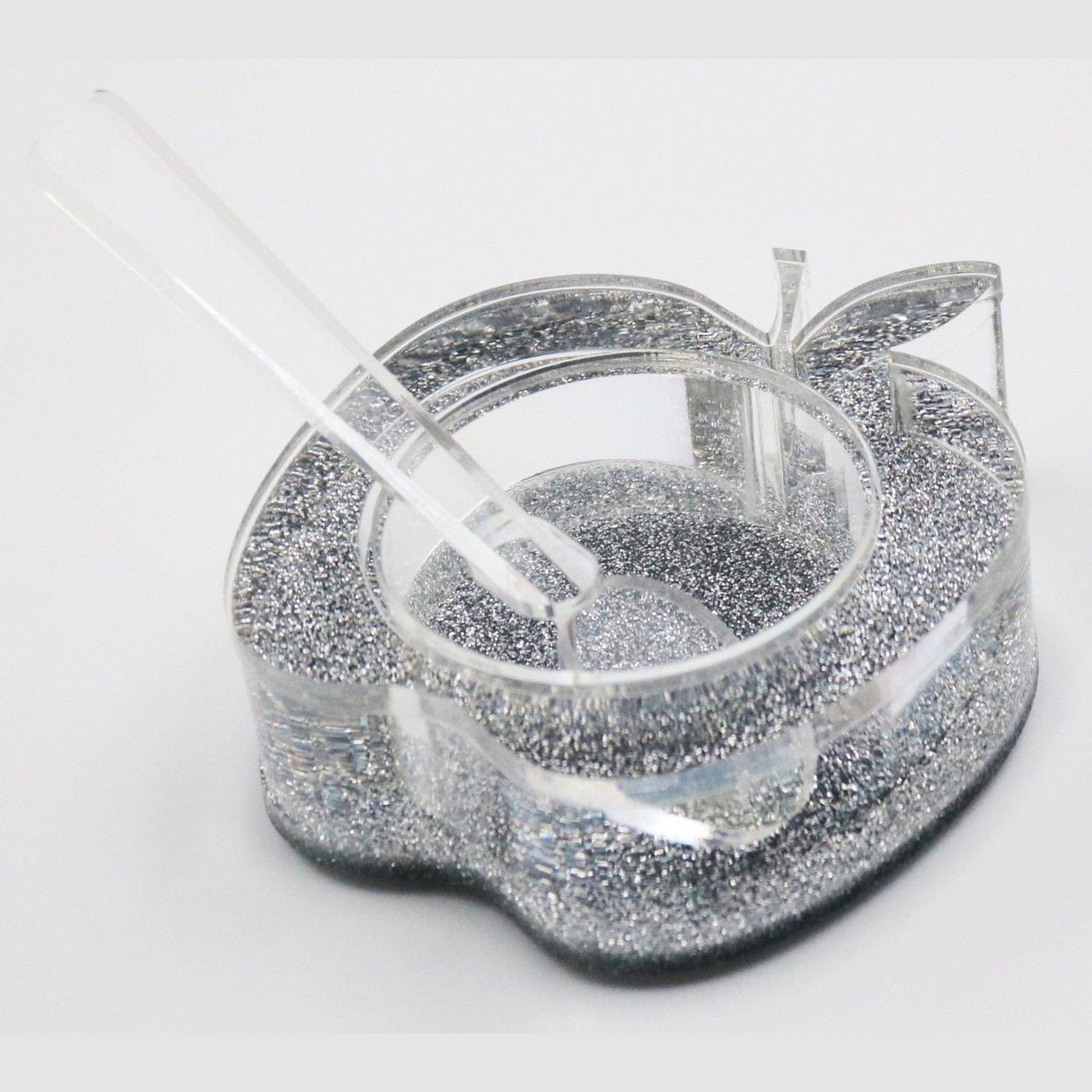 Majestic Giftware - Lucite Apple - Shaped Honey Dish - Silver Glitter - ModernTribe