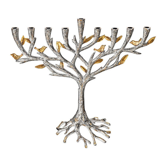 Birds on a Tree of Life Menorah by Yair Emanuel
