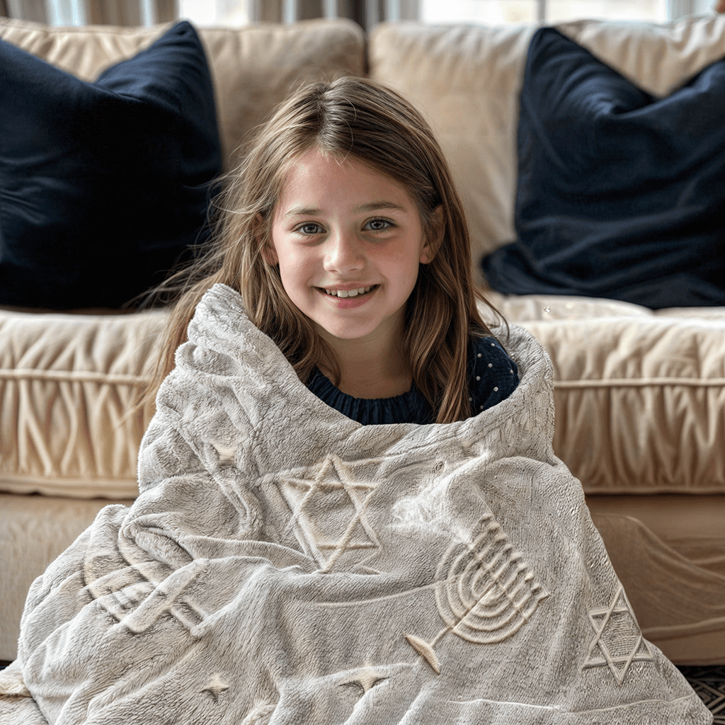 Atzi - Hanukkah Glow - in - the - Dark Blanket - ModernTribe