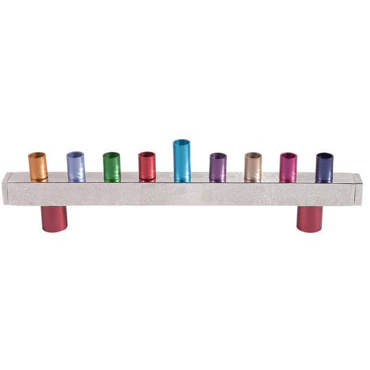 Hammered Chanukah Menorah by Yair Emanuel - Rainbow