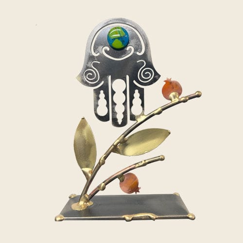 Hamsa and Pomegranate Sculpture by Gary Rosenthal