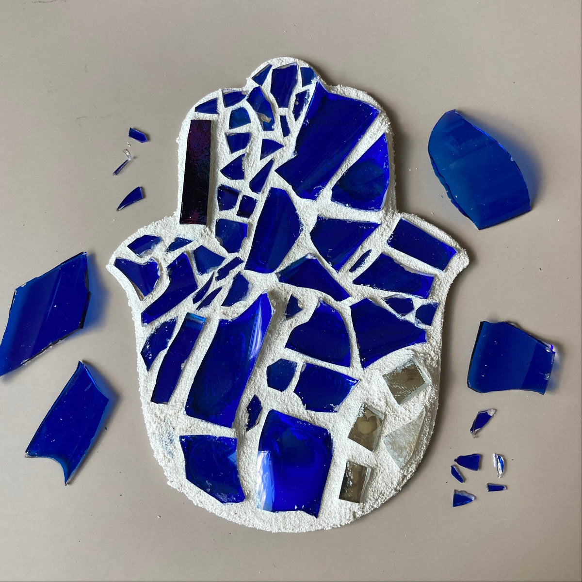 Smash Glass Small Mosaic Wall Hamsa by HamsaMade