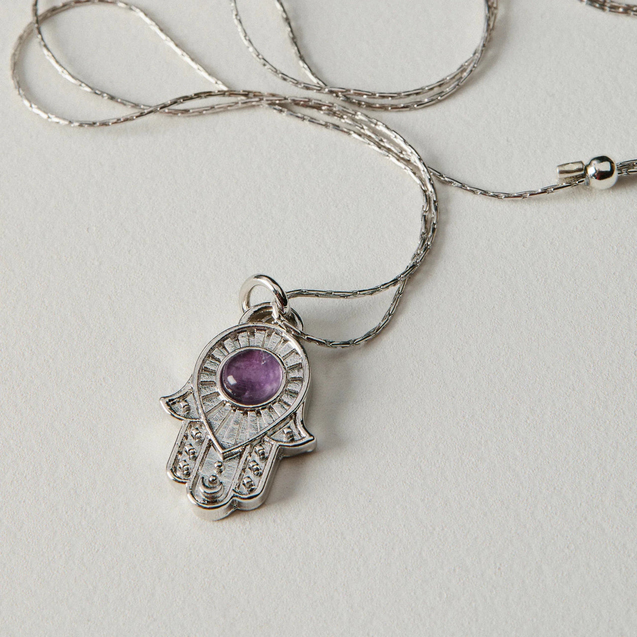 &LIVY - Hamsa Chain Slider Adjustable Necklace - 22k Gold - Plated or Silver - ModernTribe