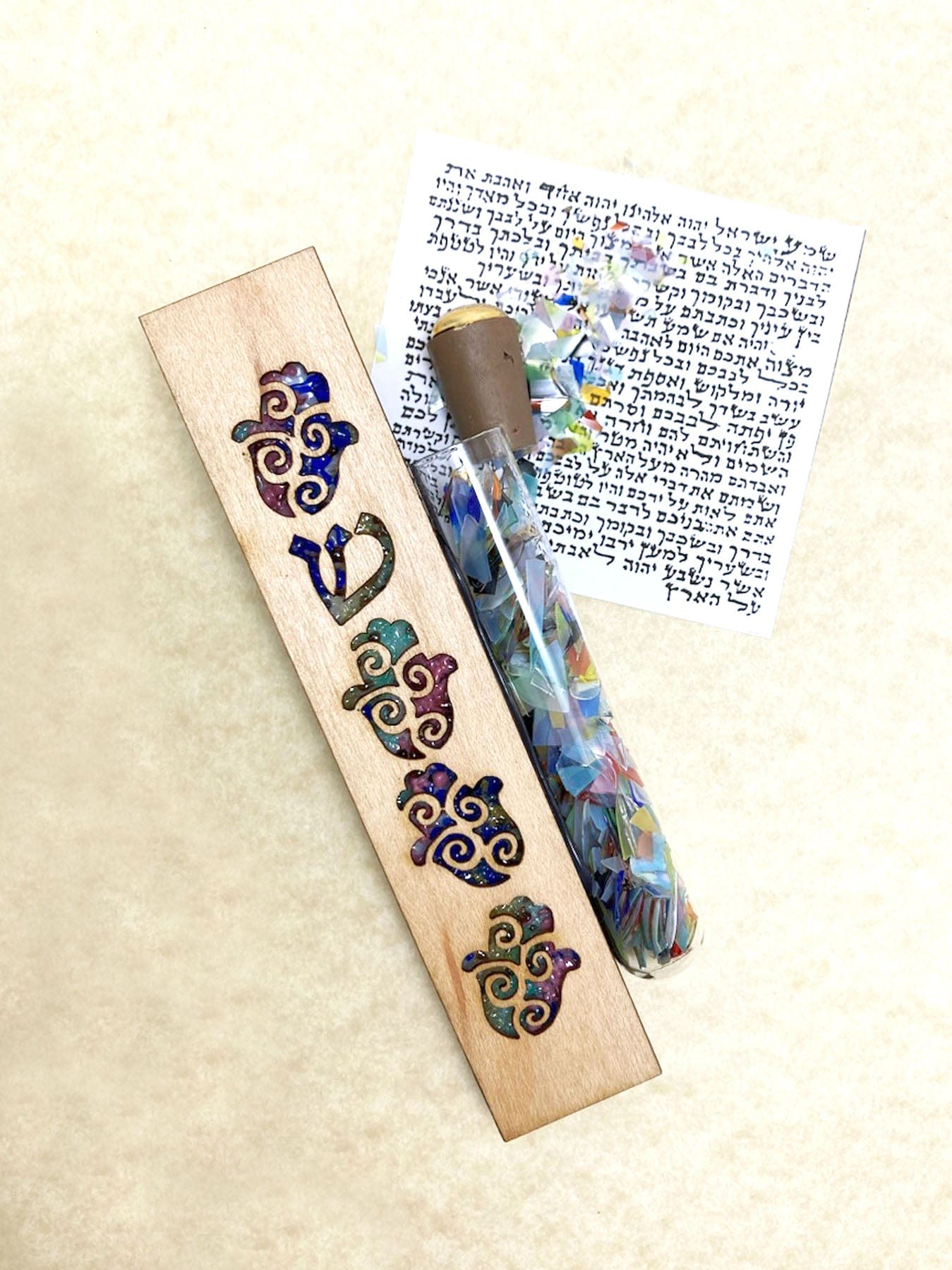 Beames Designs Mezuzahs Rainbow Hamsa Wedding Mezuzah - Rainbow