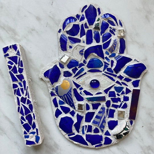 Smash Glass Mosaic Wall Hamsa and Mezuzah Gift Set by HamsaMade