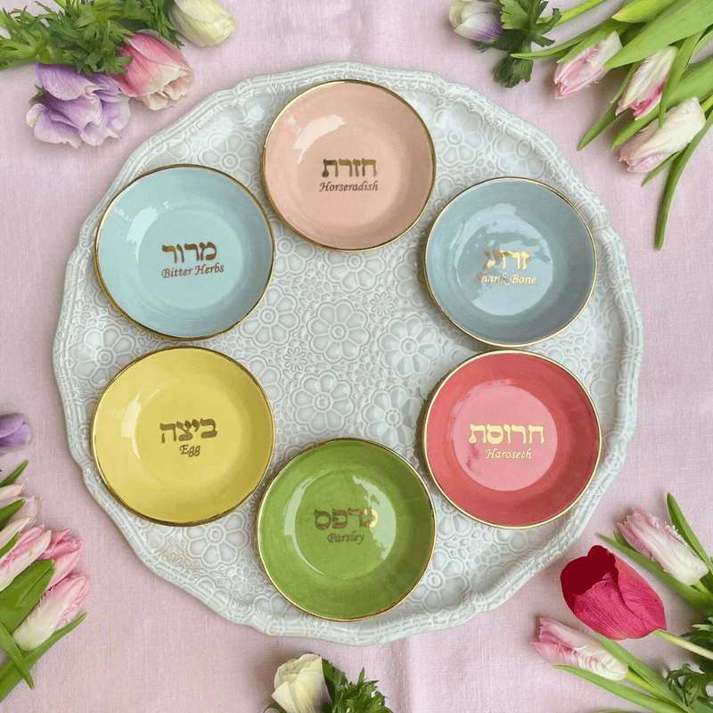 Nina Keramik - Handmade Ceramic and 22k Gold Spring Seder Plate by Nina Keramik - ModernTribe