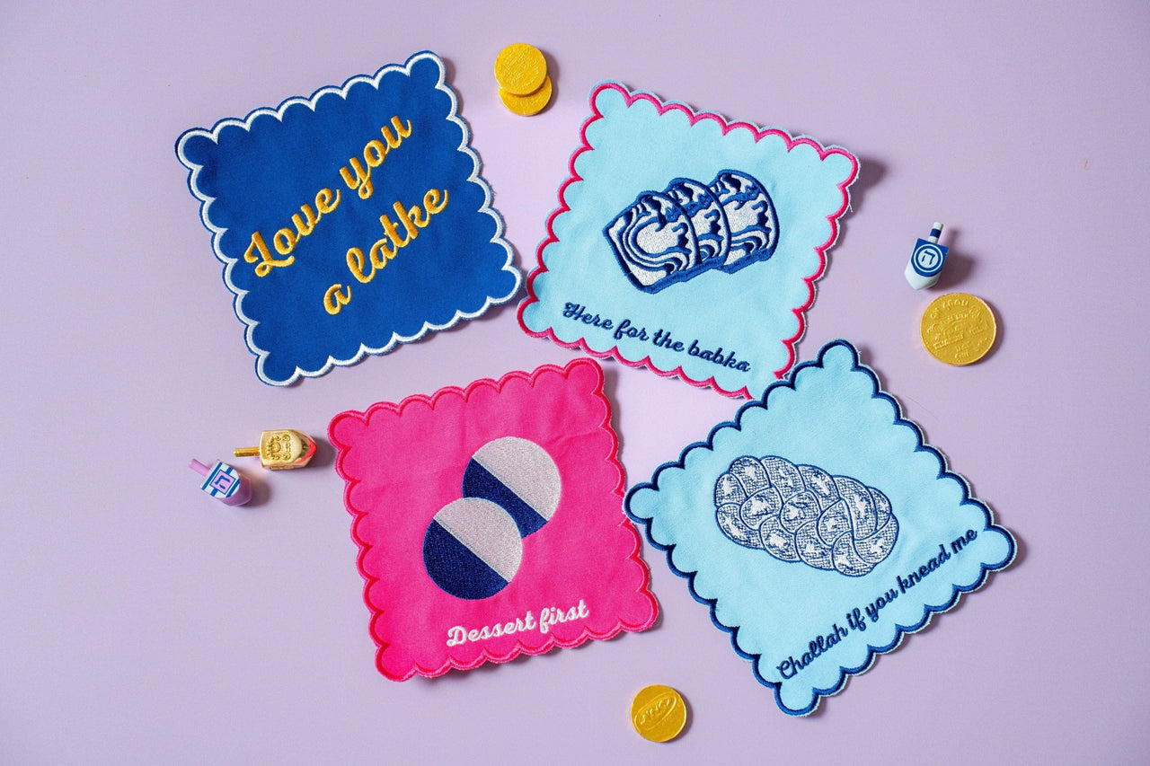 The Nosh Table - Challah Day Gift Set - (Set of 4 Plates & 4 Cocktail Napkins) - ModernTribe