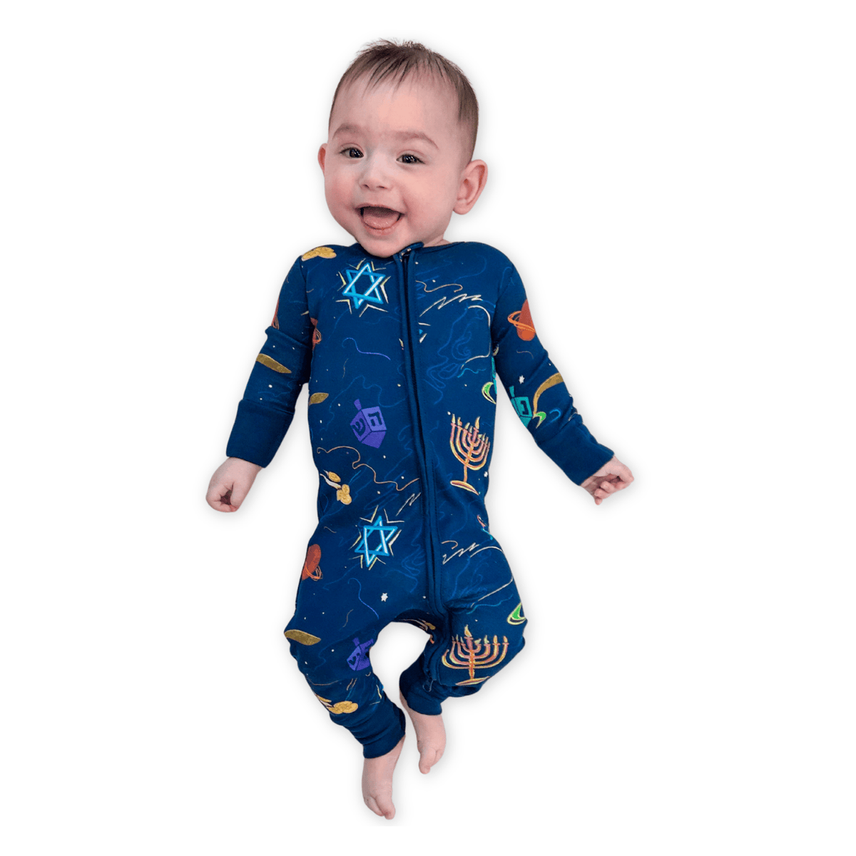 Midrash Manicures Onesies Baby Hanukkah Space One-Piece Pajamas - (Sizes 0 - 12M)