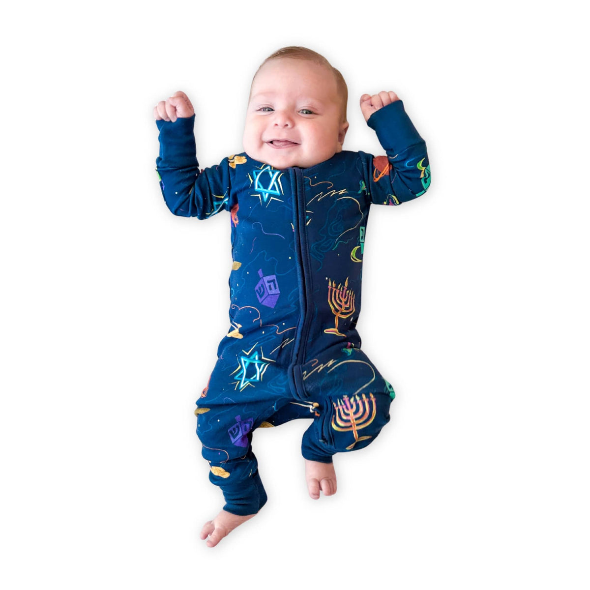 Midrash Manicures Onesies Baby Hanukkah Space One-Piece Pajamas - (Sizes 0 - 12M)