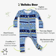Bellabu Bear Pajamas Hanukkah Fair Isle Bamboo Convertible Footie by Bellabu Bear - (Baby Sizes 0 - 18M)